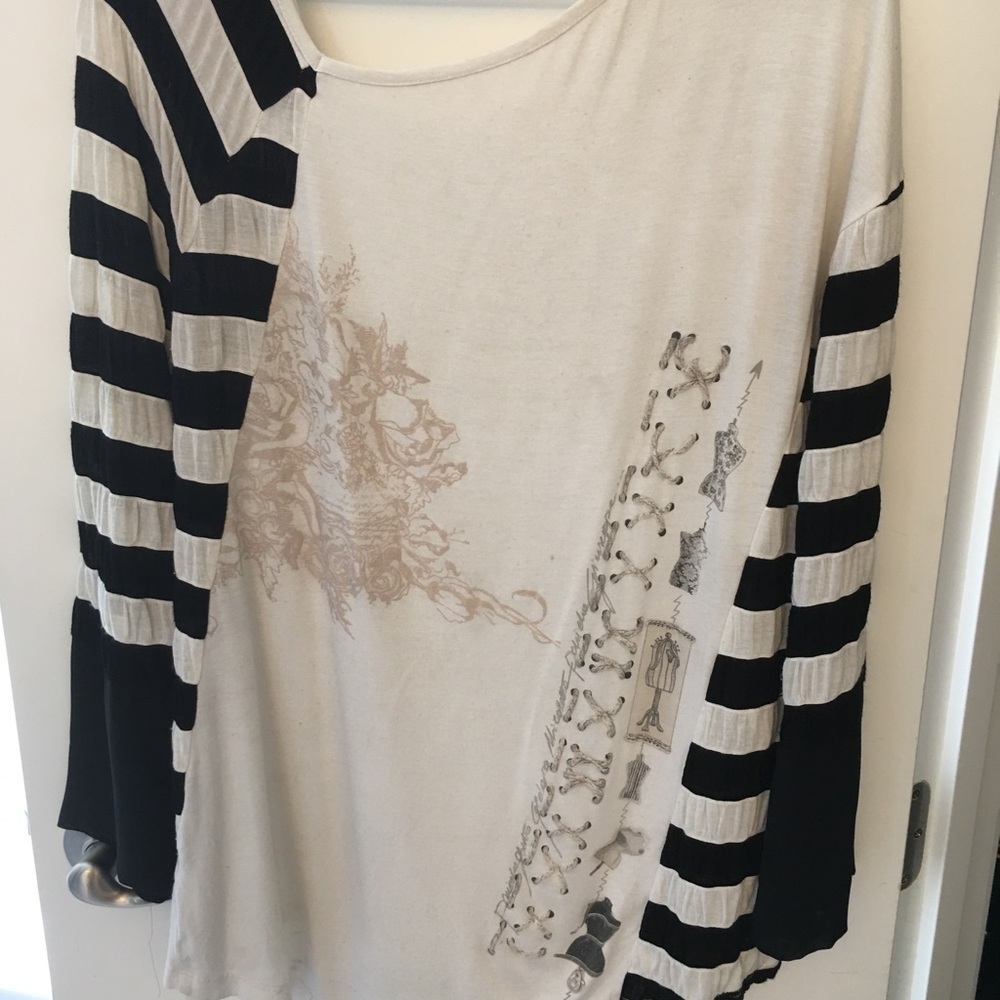 Elisa Cavaletti Black & White Striped Multi Tunic